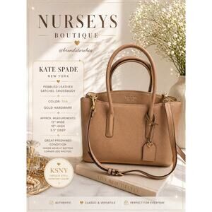 Kate Spade Pebbled Leather Satchel Crossbody Tan Gold Hardware